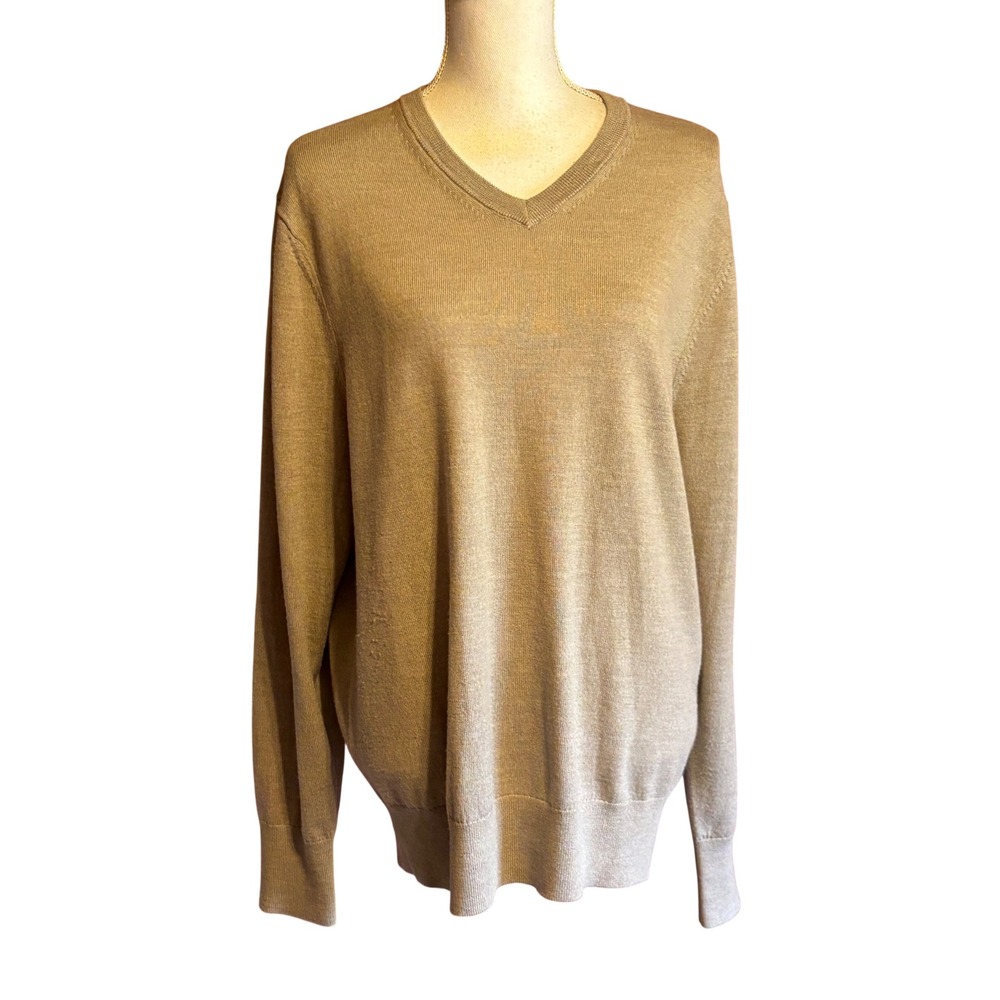 Bonobos 100% Extra Fine Merino Wool V-Neck Sweater Large Quiet Luxury Old Money